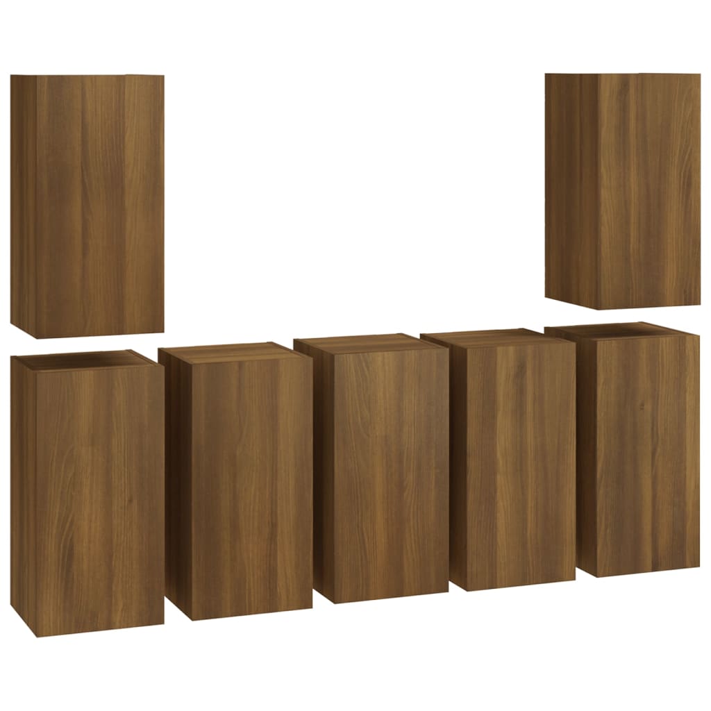 vidaXL Dulapuri TV, 7 buc., stejar maro, 30,5x30x60 cm, lemn prelucrat