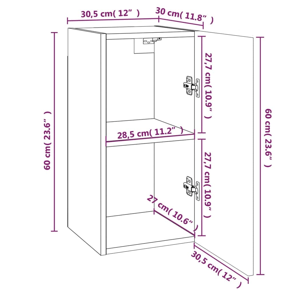 vidaXL Dulapuri TV, 7 buc., stejar maro, 30,5x30x60 cm, lemn prelucrat