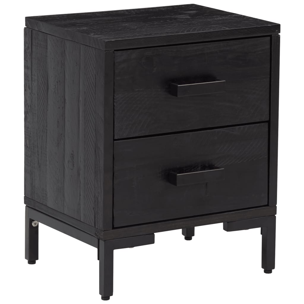vidaXL Noptiere, 2 buc., negru, 36x30x45 cm, lemn masiv de pin vidaXL Noptiere, 2 buc., negru, 36x30x45 cm, lemn masiv de pin