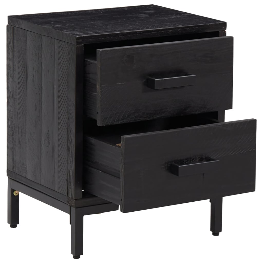 vidaXL Noptiere, 2 buc., negru, 36x30x45 cm, lemn masiv de pin vidaXL Noptiere, 2 buc., negru, 36x30x45 cm, lemn masiv de pin