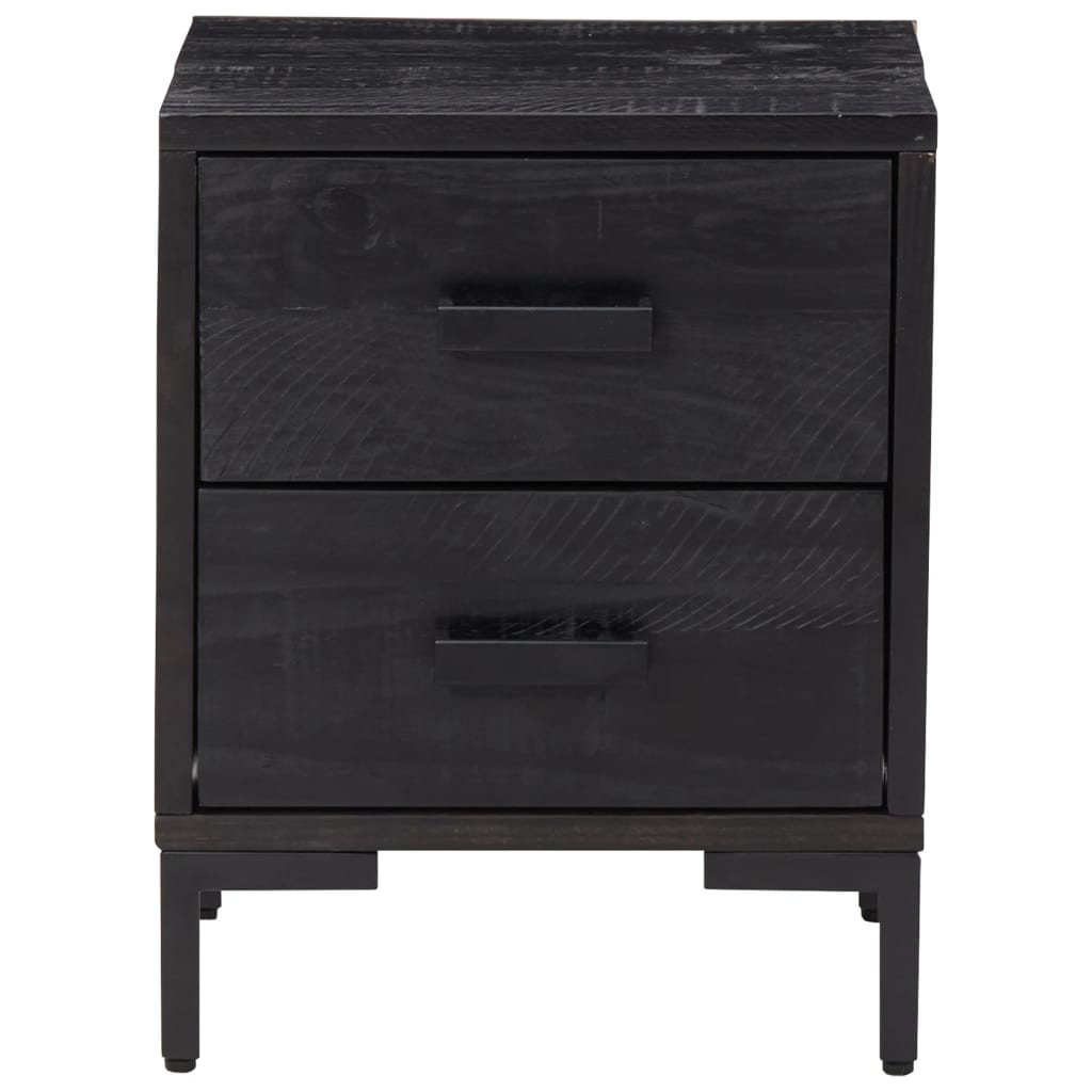 vidaXL Noptiere, 2 buc., negru, 36x30x45 cm, lemn masiv de pin vidaXL Noptiere, 2 buc., negru, 36x30x45 cm, lemn masiv de pin