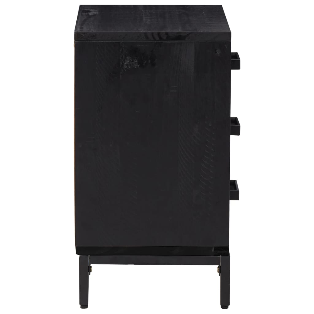 vidaXL Noptiere, 2 buc., negru, 40x30x55 cm, lemn masiv de pin