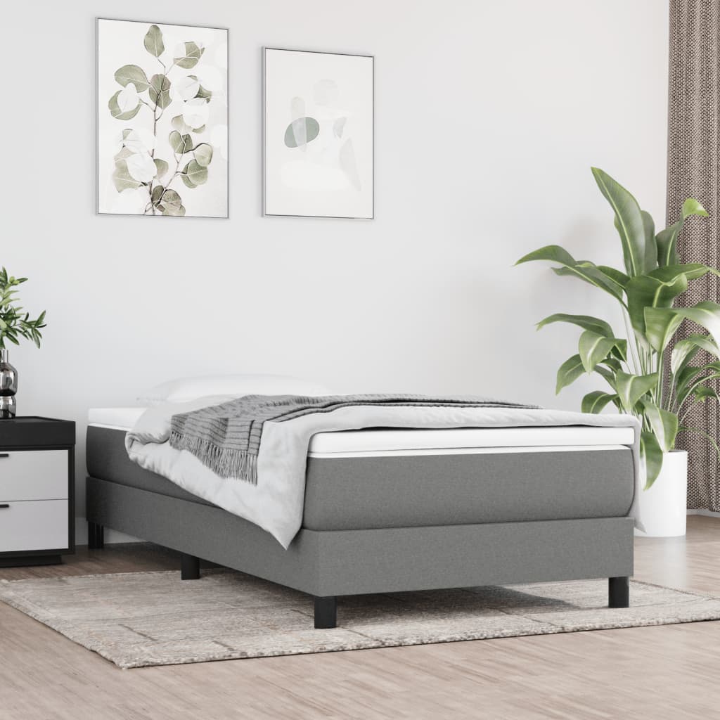 vidaXL Cadru de pat fără saltea, gri închis, 90x200 cm, textil vidaXL Cadru de pat fără saltea, gri închis, 90x200 cm, textil