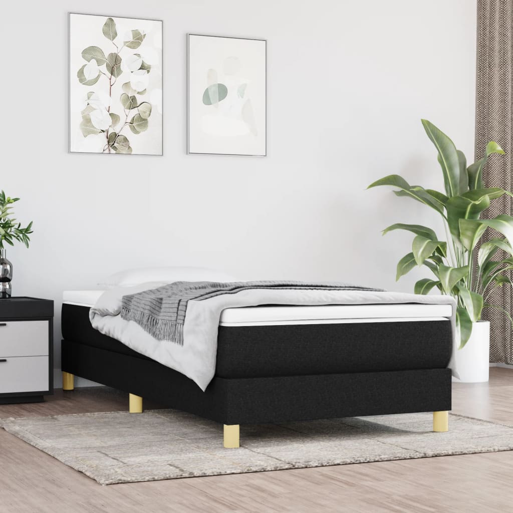 vidaXL Cadru de pat fără saltea țesătură neagră 90x190 cm vidaXL Cadru de pat fără saltea țesătură neagră 90x190 cm