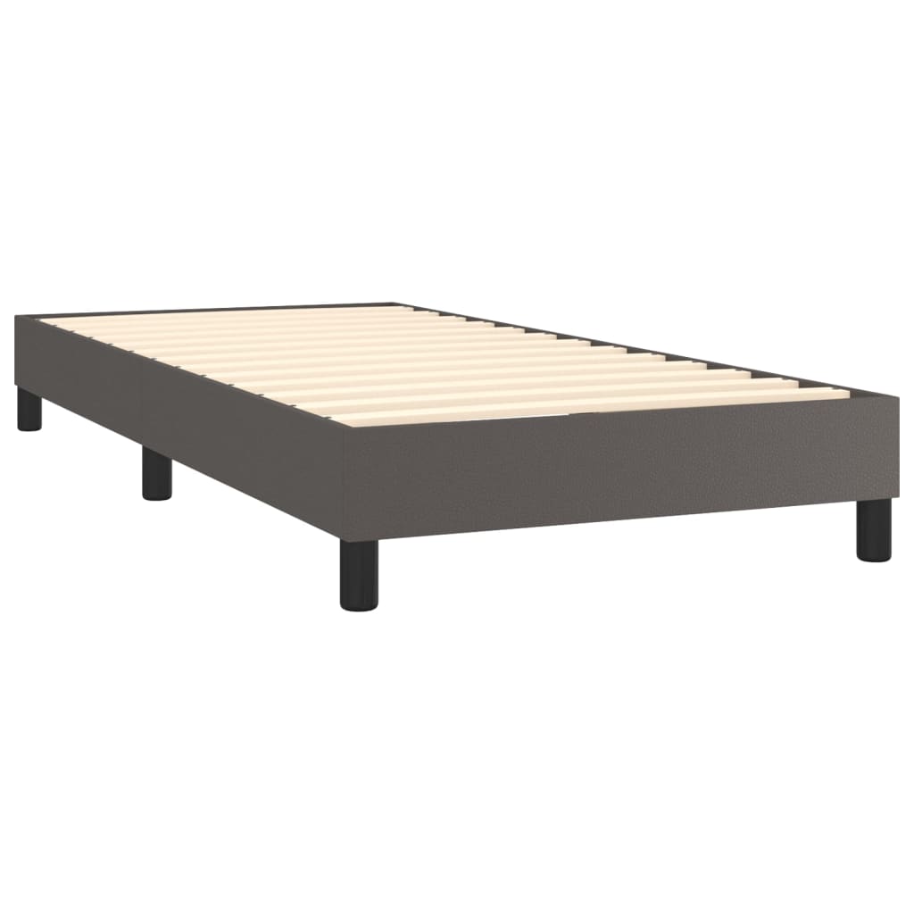 vidaXL Cadru de pat cu arcuri, gri, 90x190 cm, piele ecologică