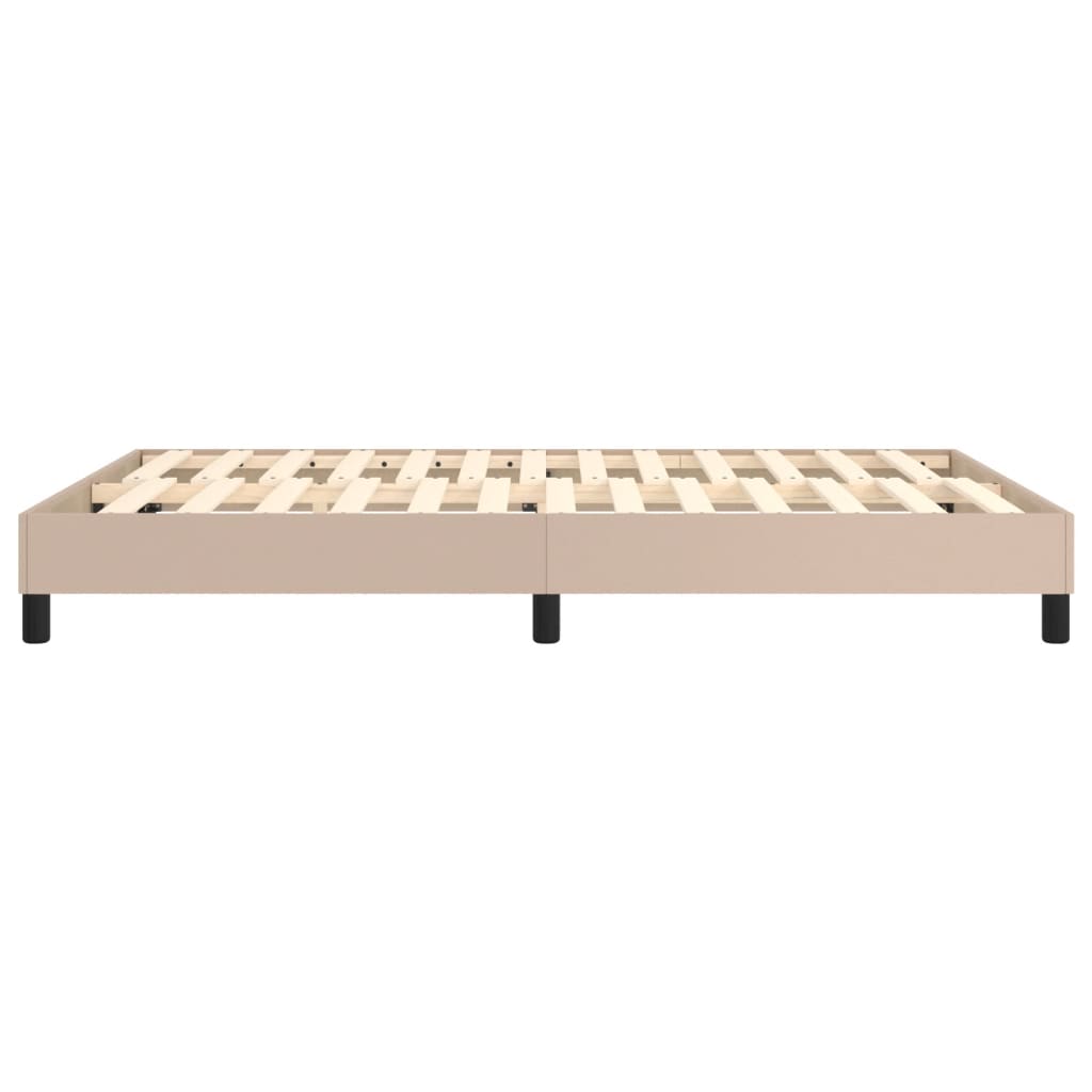 vidaXL Cadru de pat cu arcuri, cappuccino, 140x190 cm, piele ecologică