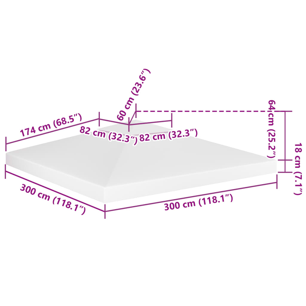 vidaXL Acoperiș de pavilion cu 2 niveluri, alb, 3x3 m, 310 g/m² vidaXL Acoperiș de pavilion cu 2 niveluri, alb, 3x3 m, 310 g/m²