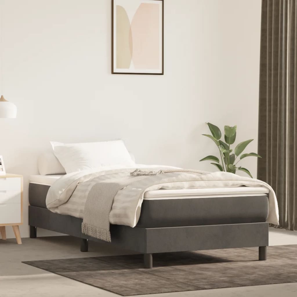 vidaXL Cadru de pat fără saltea, gri închis, 90x190 cm, catifea vidaXL Cadru de pat fără saltea, gri închis, 90x190 cm, catifea