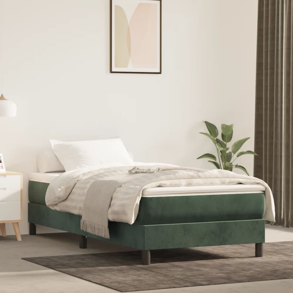 vidaXL Cadru de pat fără saltea, verde închis, 90x190 cm, catifea vidaXL Cadru de pat fără saltea, verde închis, 90x190 cm, catifea