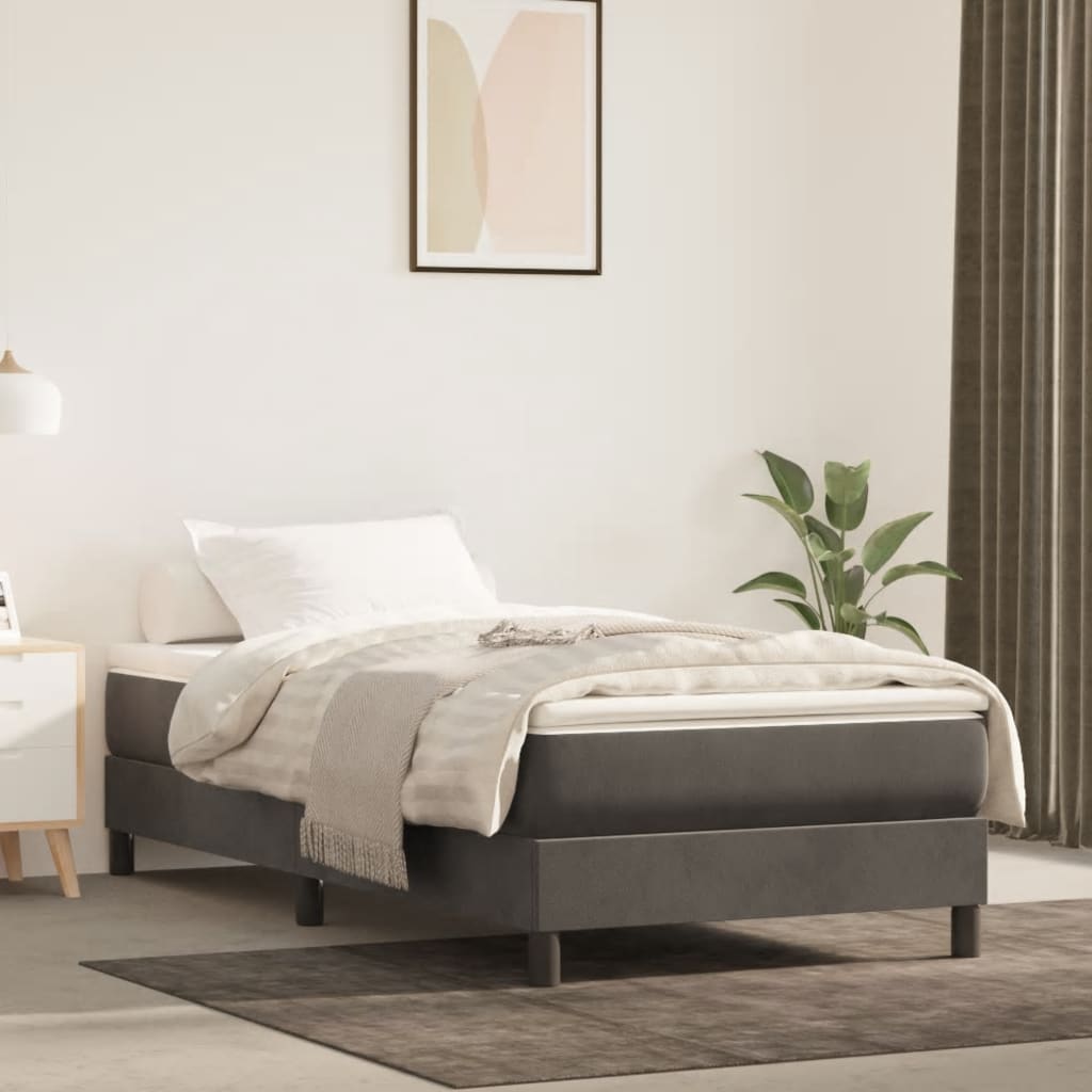 vidaXL Cadru de pat fără saltea, gri închis, 90x200 cm, catifea vidaXL Cadru de pat fără saltea, gri închis, 90x200 cm, catifea