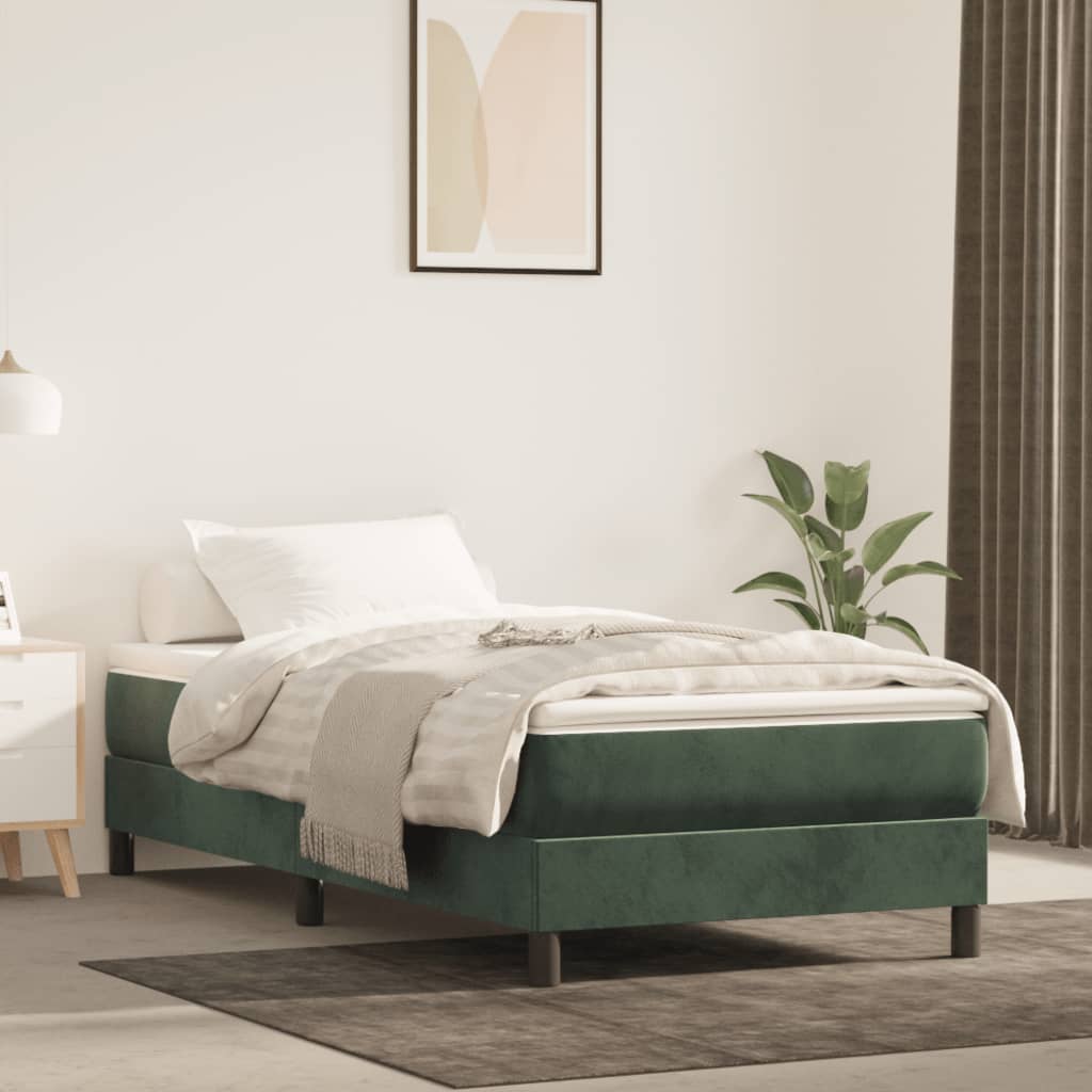 vidaXL Cadru de pat fără saltea, verde închis, 100x200 cm, catifea vidaXL Cadru de pat fără saltea, verde închis, 100x200 cm, catifea