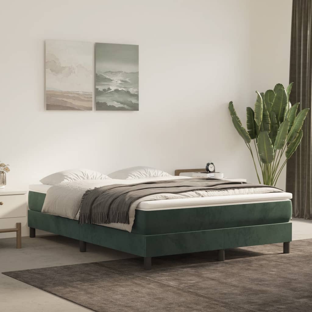 vidaXL Cadru de pat fără saltea, verde închis, 140x190 cm, catifea vidaXL Cadru de pat fără saltea, verde închis, 140x190 cm, catifea