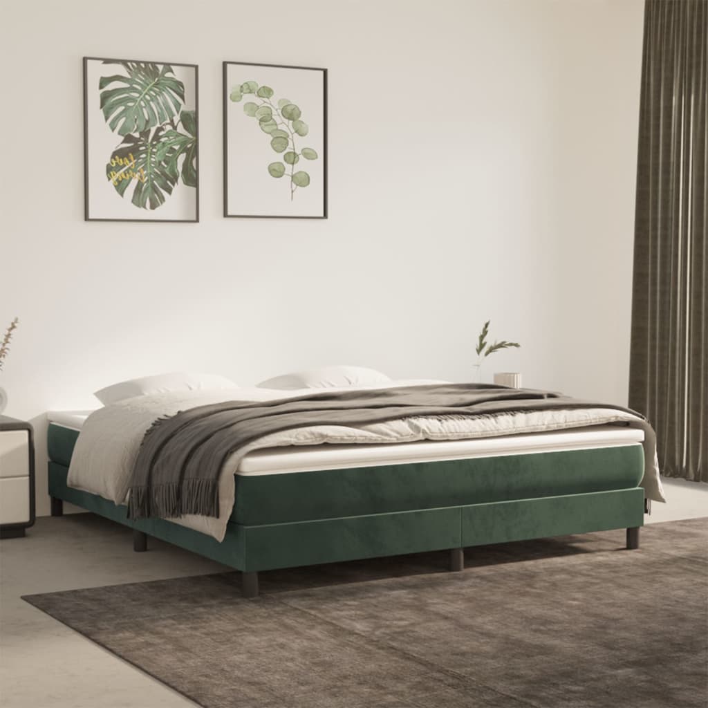 vidaXL Cadru de pat fără saltea, verde închis, 180x200 cm, catifea vidaXL Cadru de pat fără saltea, verde închis, 180x200 cm, catifea