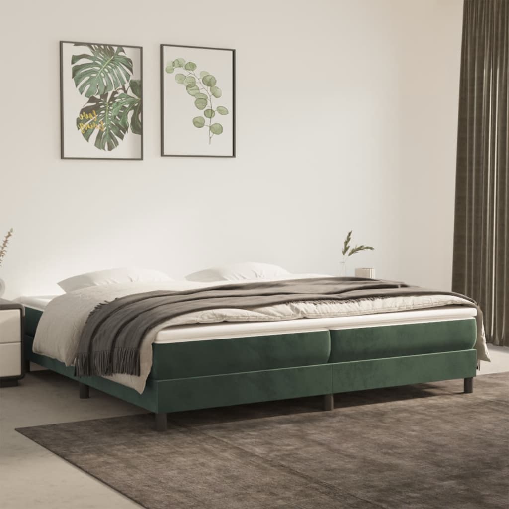 vidaXL Cadru de pat fără saltea, verde închis, 200x200 cm, catifea vidaXL Cadru de pat fără saltea, verde închis, 200x200 cm, catifea