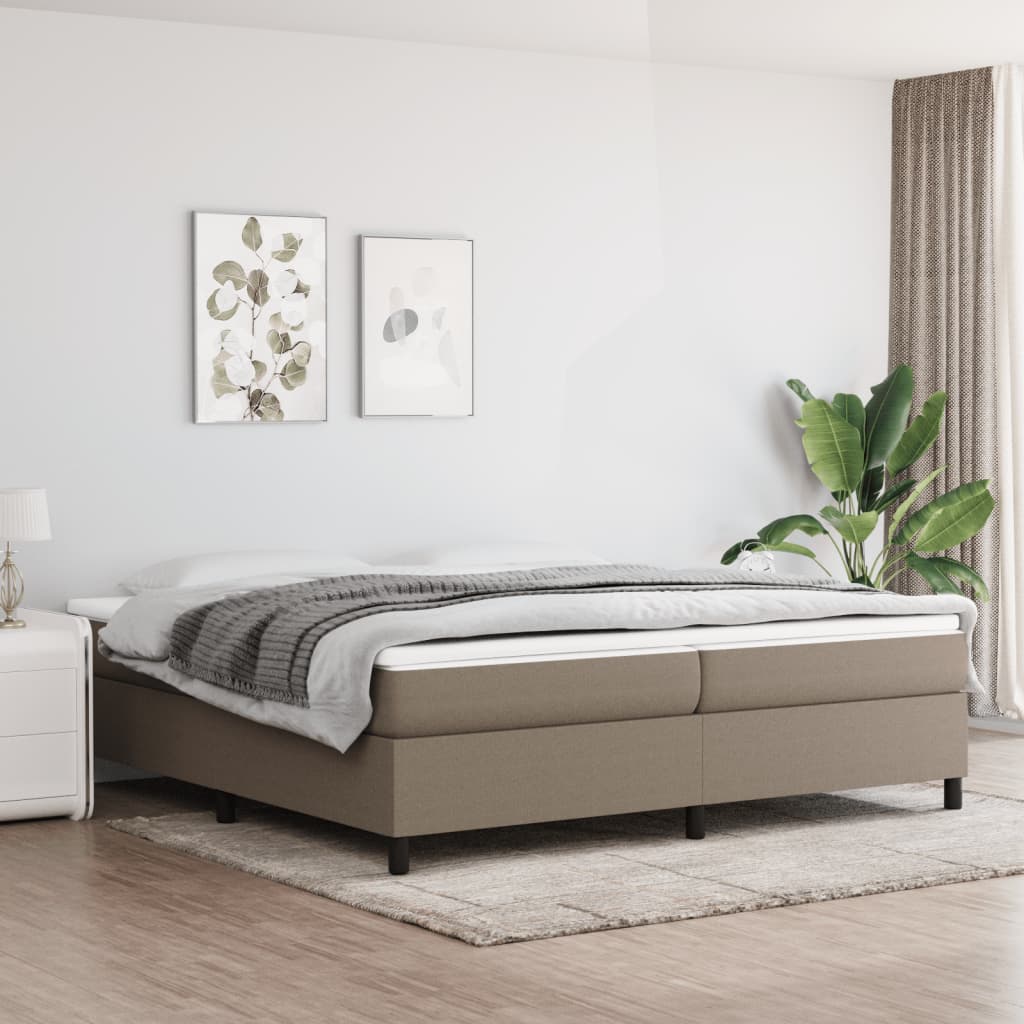 vidaXL Cadru de pat fără saltea, gri taupe, 200x200 cm, textil vidaXL Cadru de pat fără saltea, gri taupe, 200x200 cm, textil