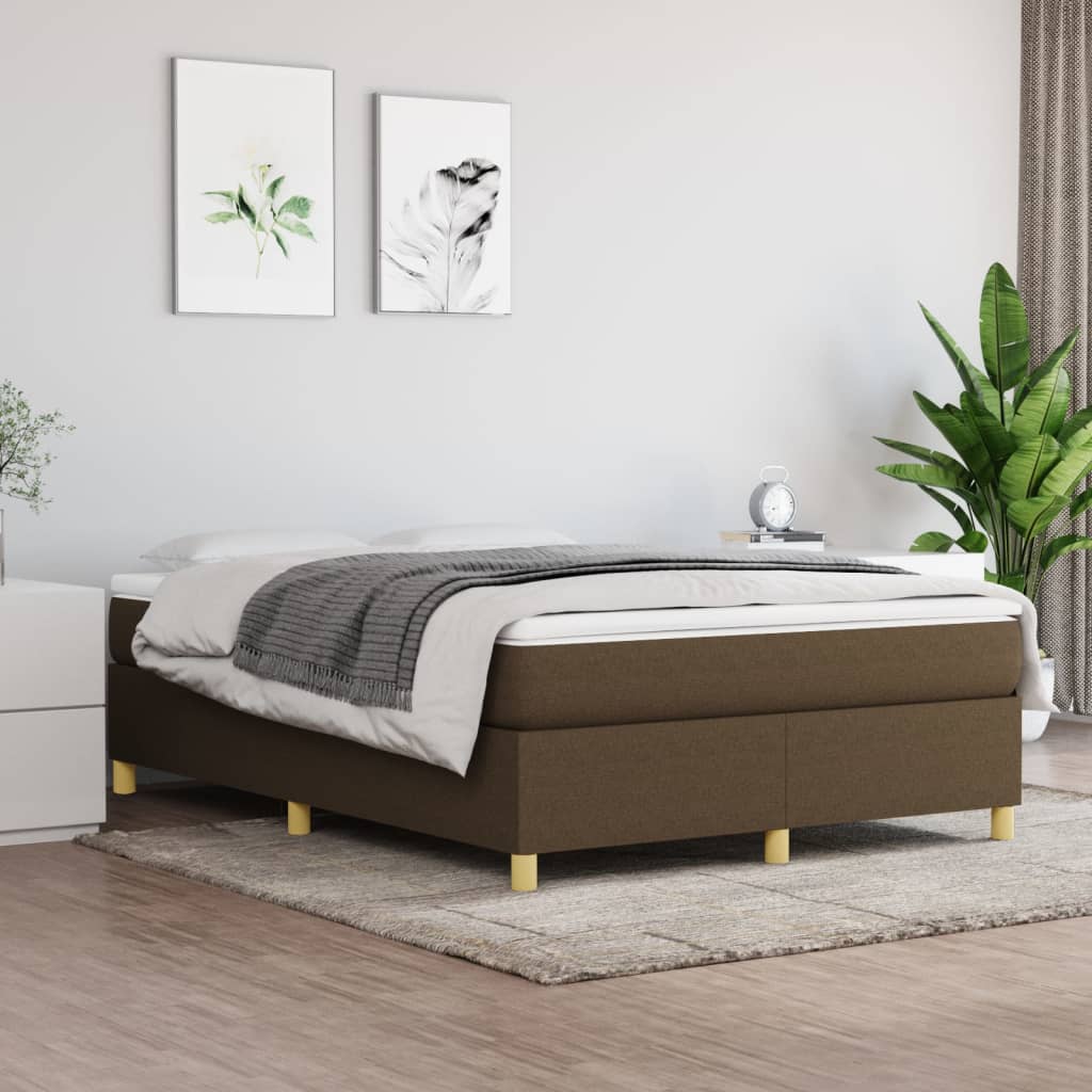 vidaXL Cadru de pat fără saltea, maro închis, 140x200 cm, textil vidaXL Cadru de pat fără saltea, maro închis, 140x200 cm, textil