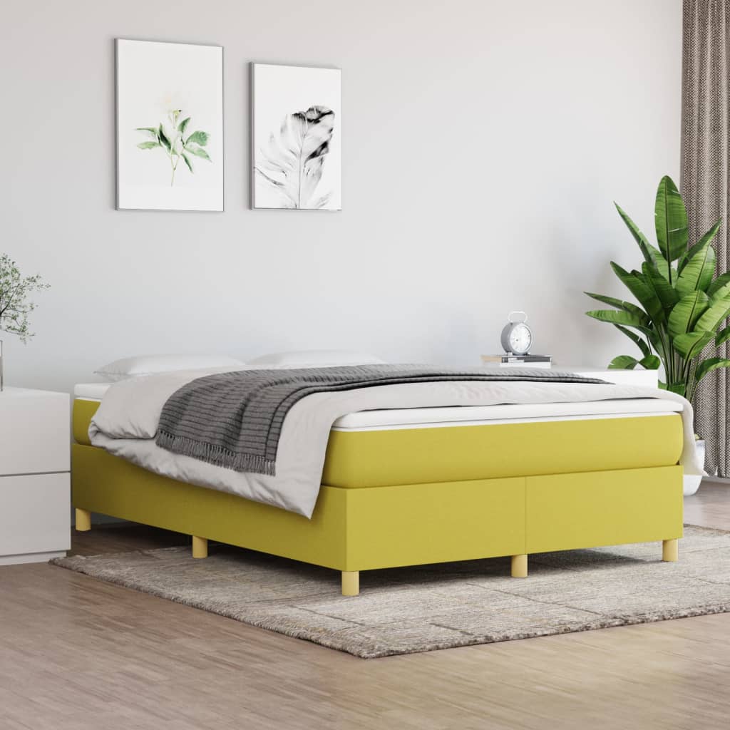 vidaXL Cadru de pat fără saltea, verde, 140x190 cm, textil vidaXL Cadru de pat fără saltea, verde, 140x190 cm, textil