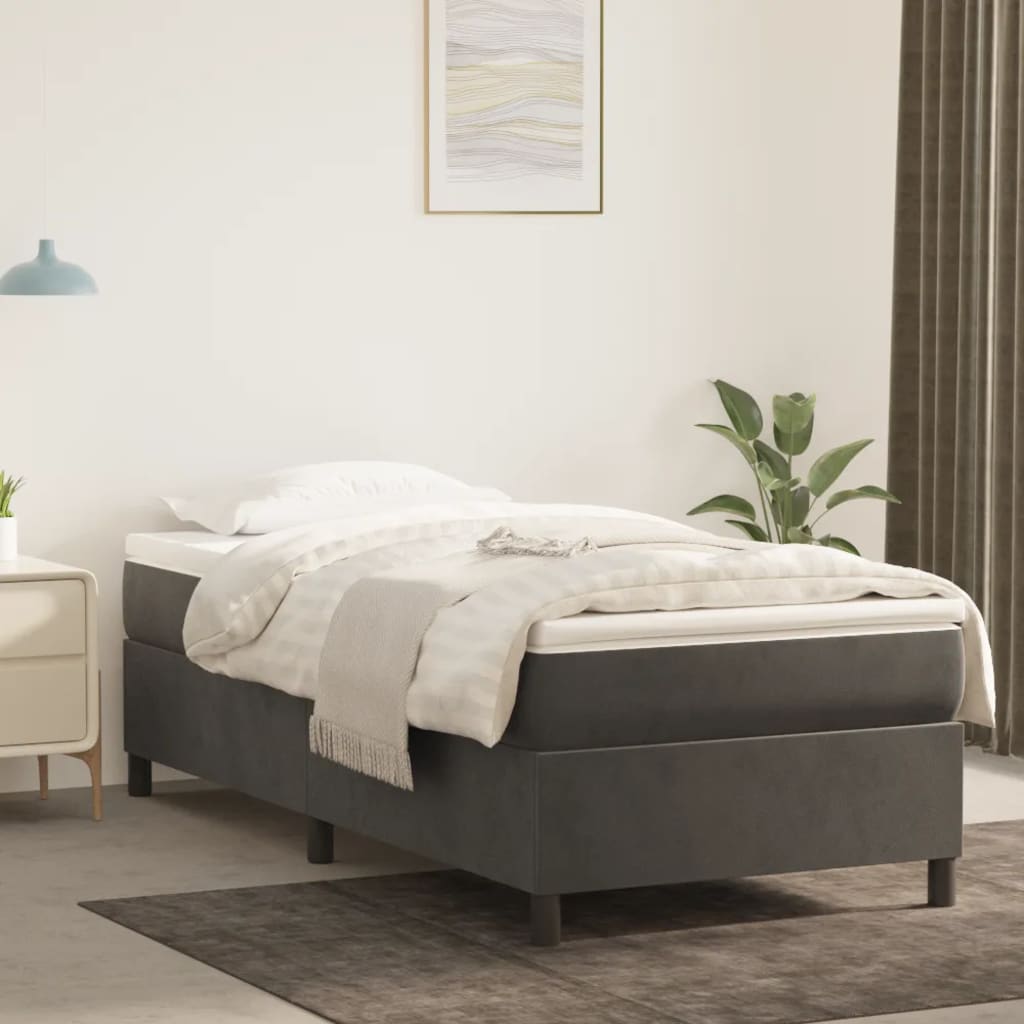 vidaXL Cadru de pat fără saltea, gri închis, 80x200 cm, catifea vidaXL Cadru de pat fără saltea, gri închis, 80x200 cm, catifea