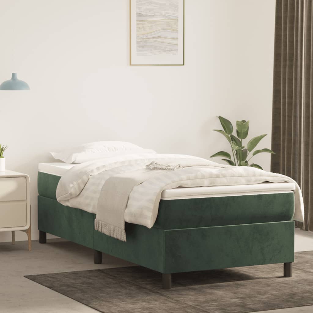 vidaXL Cadru de pat fără saltea, verde închis, 90x190 cm, catifea vidaXL Cadru de pat fără saltea, verde închis, 90x190 cm, catifea