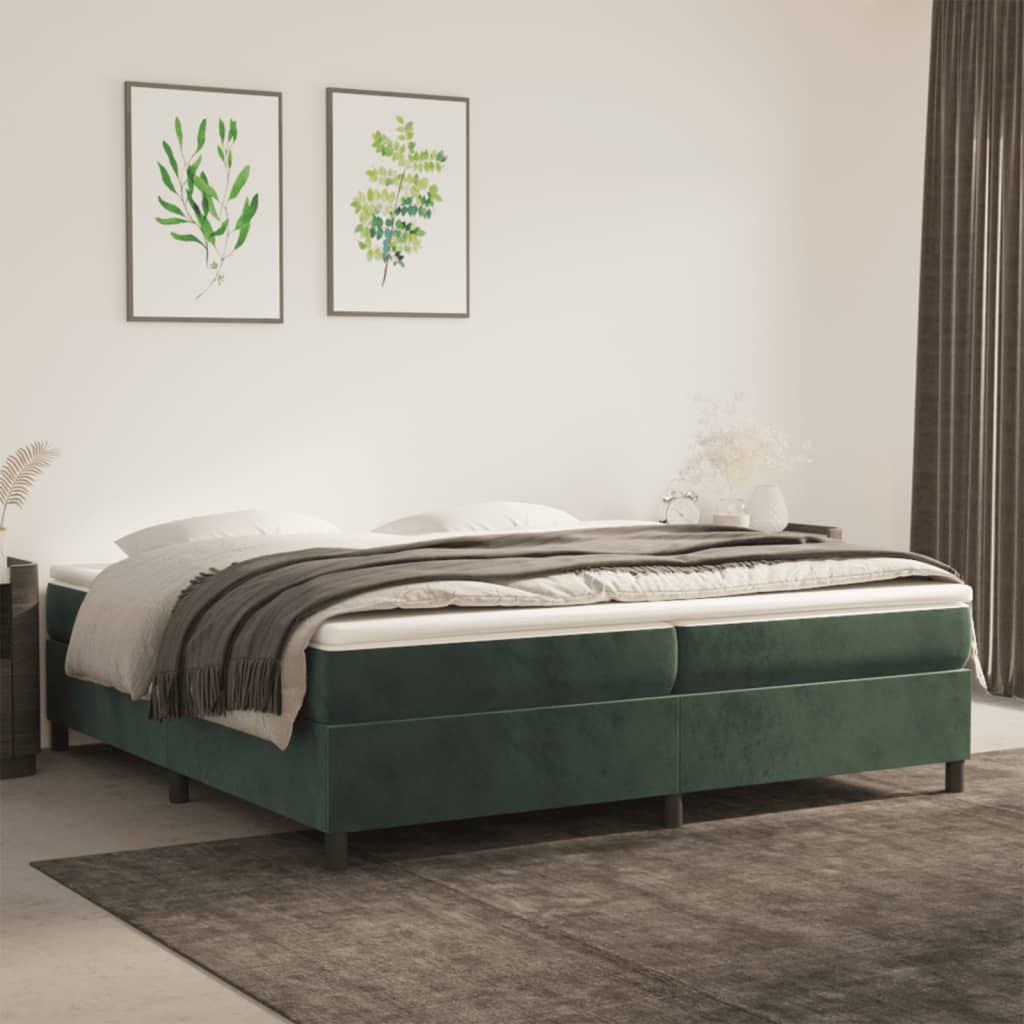 vidaXL Cadru de pat fără saltea, verde închis, 200x200 cm, catifea vidaXL Cadru de pat fără saltea, verde închis, 200x200 cm, catifea