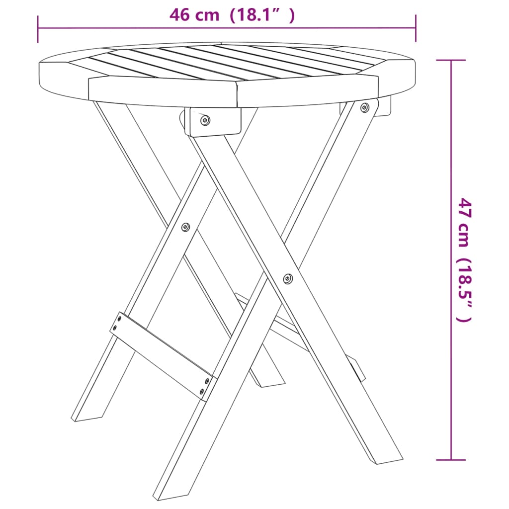 vidaXL Masă de bistro, Ø46x47 cm, lemn masiv de acacia vidaXL Masă de bistro, Ø46x47 cm, lemn masiv de acacia