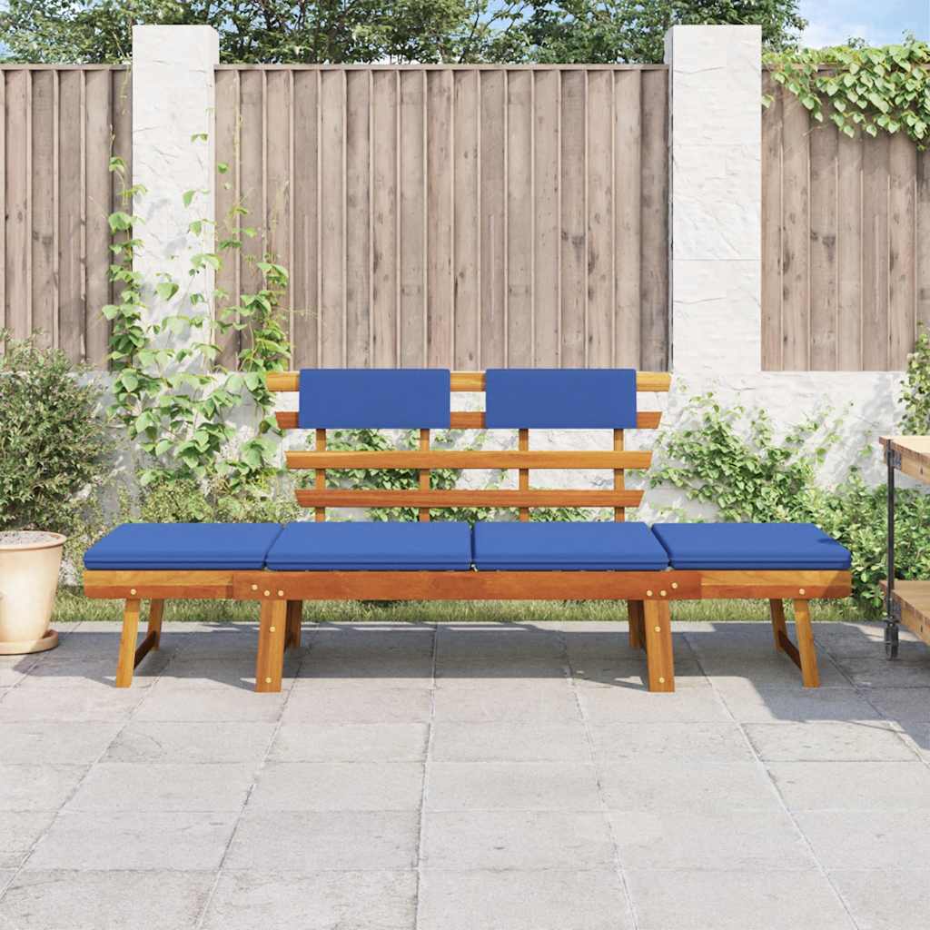 vidaXL Bancă de grădină cu perne 2-în-1, 190 cm, lemn masiv acacia