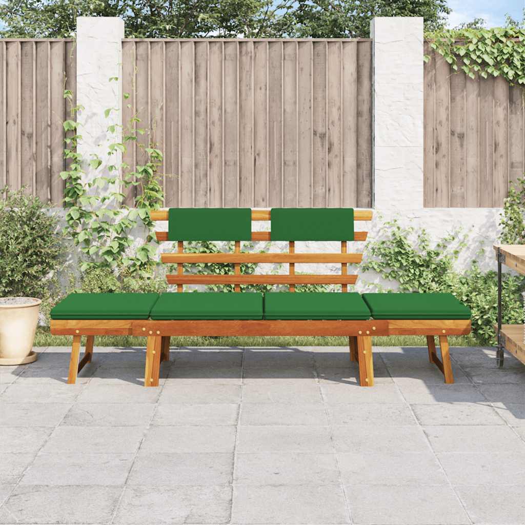 vidaXL Bancă de grădină cu perne 2-în-1, 190 cm, lemn masiv acacia