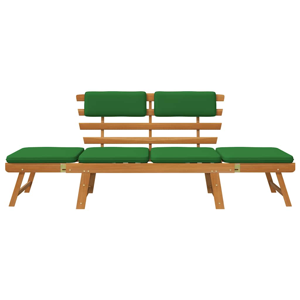 vidaXL Bancă de grădină cu perne 2-în-1, 190 cm, lemn masiv acacia
