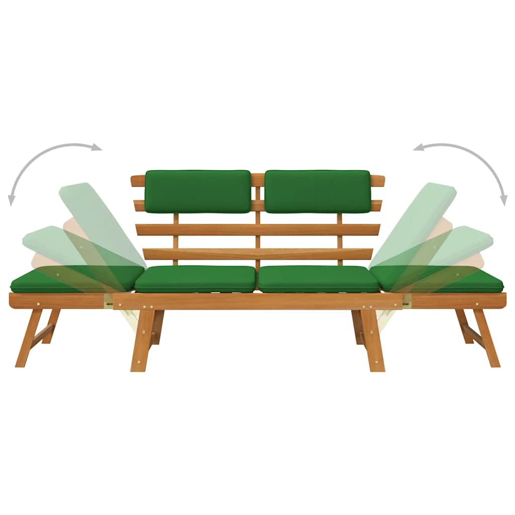 vidaXL Bancă de grădină cu perne 2-în-1, 190 cm, lemn masiv acacia