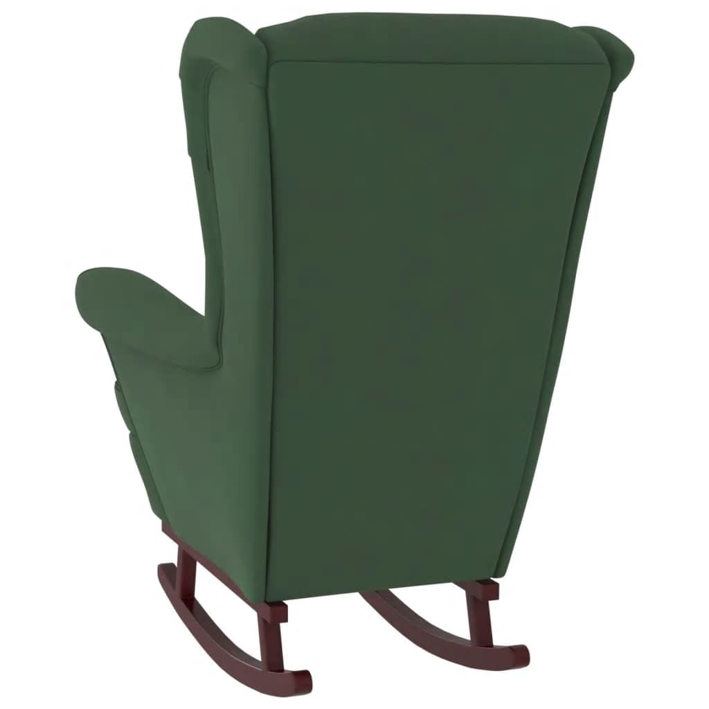 vidaXL Scaun balansoar picioare din lemn/taburet verde închis catifea vidaXL Scaun balansoar picioare din lemn/taburet verde închis catifea