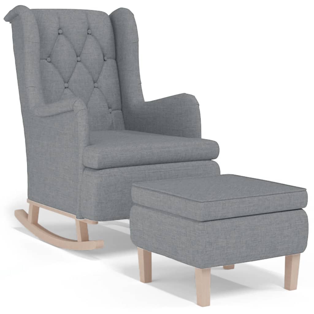 vidaXL Fotoliu balansoar cu taburet, gri deschis, material textil