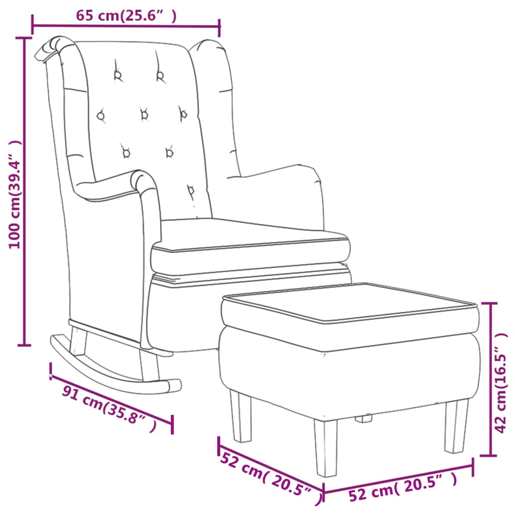 vidaXL Fotoliu balansoar cu taburet, gri închis, material textil vidaXL Fotoliu balansoar cu taburet, gri închis, material textil