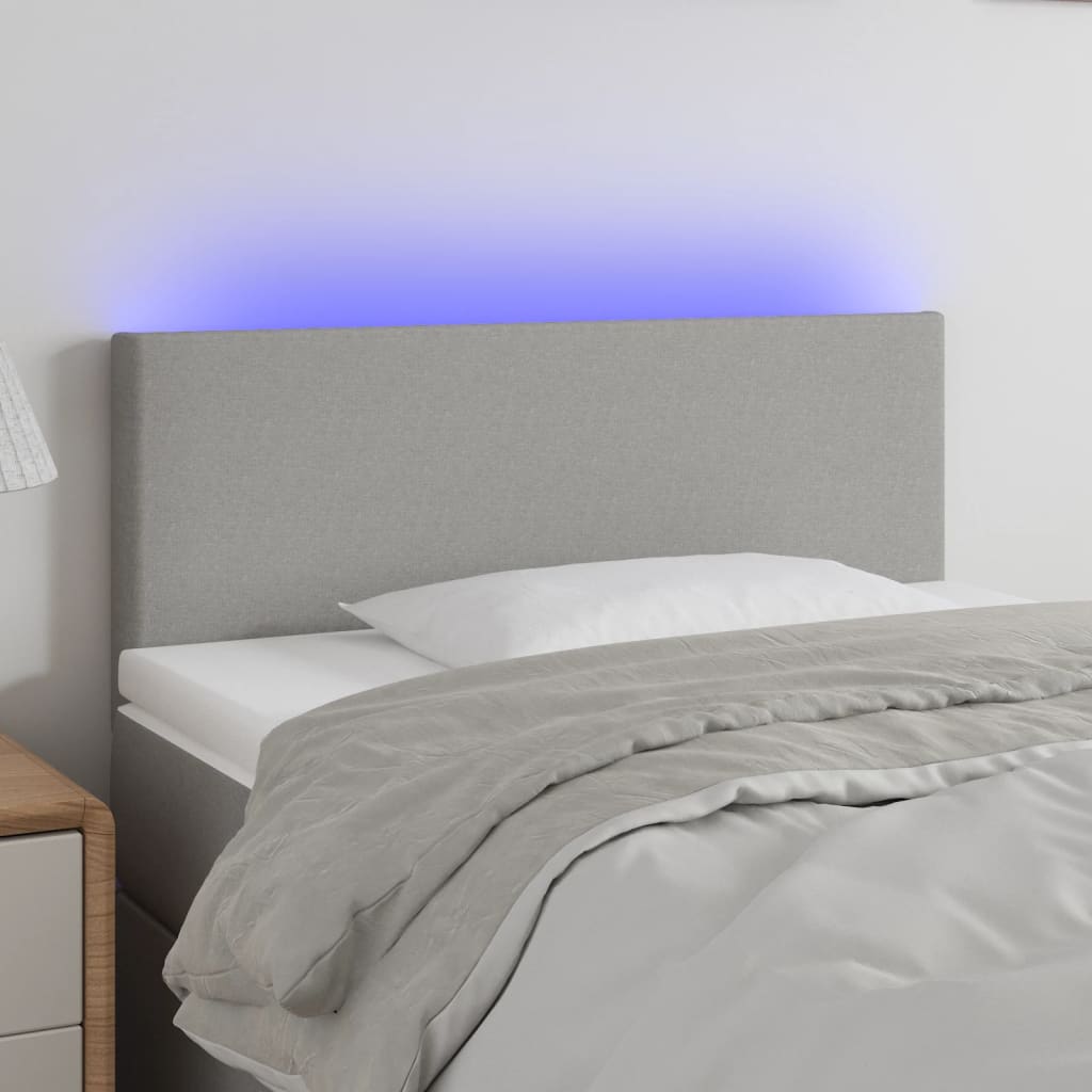 vidaXL Tăblie de pat cu LED, gri deschis, 80x5x78/88 cm, textil vidaXL Tăblie de pat cu LED, gri deschis, 80x5x78/88 cm, textil