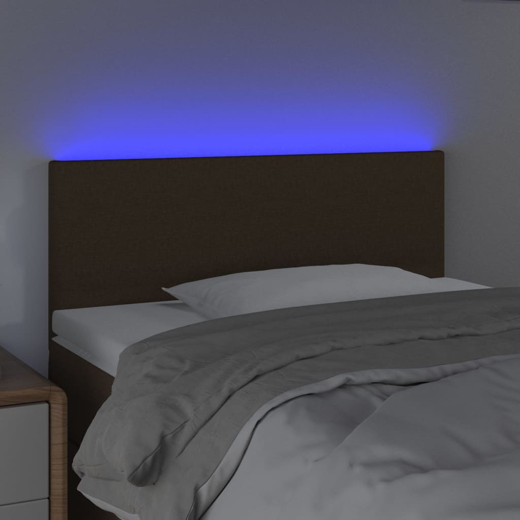 vidaXL Tăblie de pat cu LED, maro închis, 80x5x78/88 cm, textil