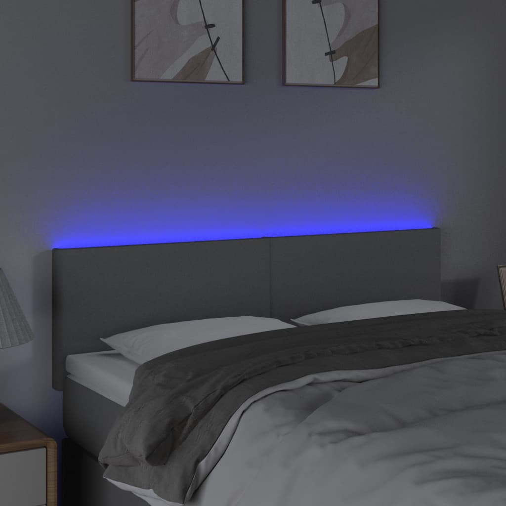 vidaXL Tăblie de pat cu LED, gri deschis, 144x5x78/88 cm, textil