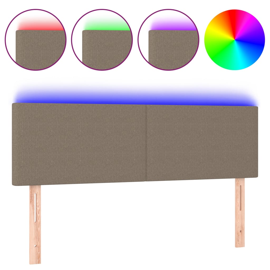 vidaXL Tăblie de pat cu LED, gri taupe, 144x5x78/88 cm, textil vidaXL Tăblie de pat cu LED, gri taupe, 144x5x78/88 cm, textil