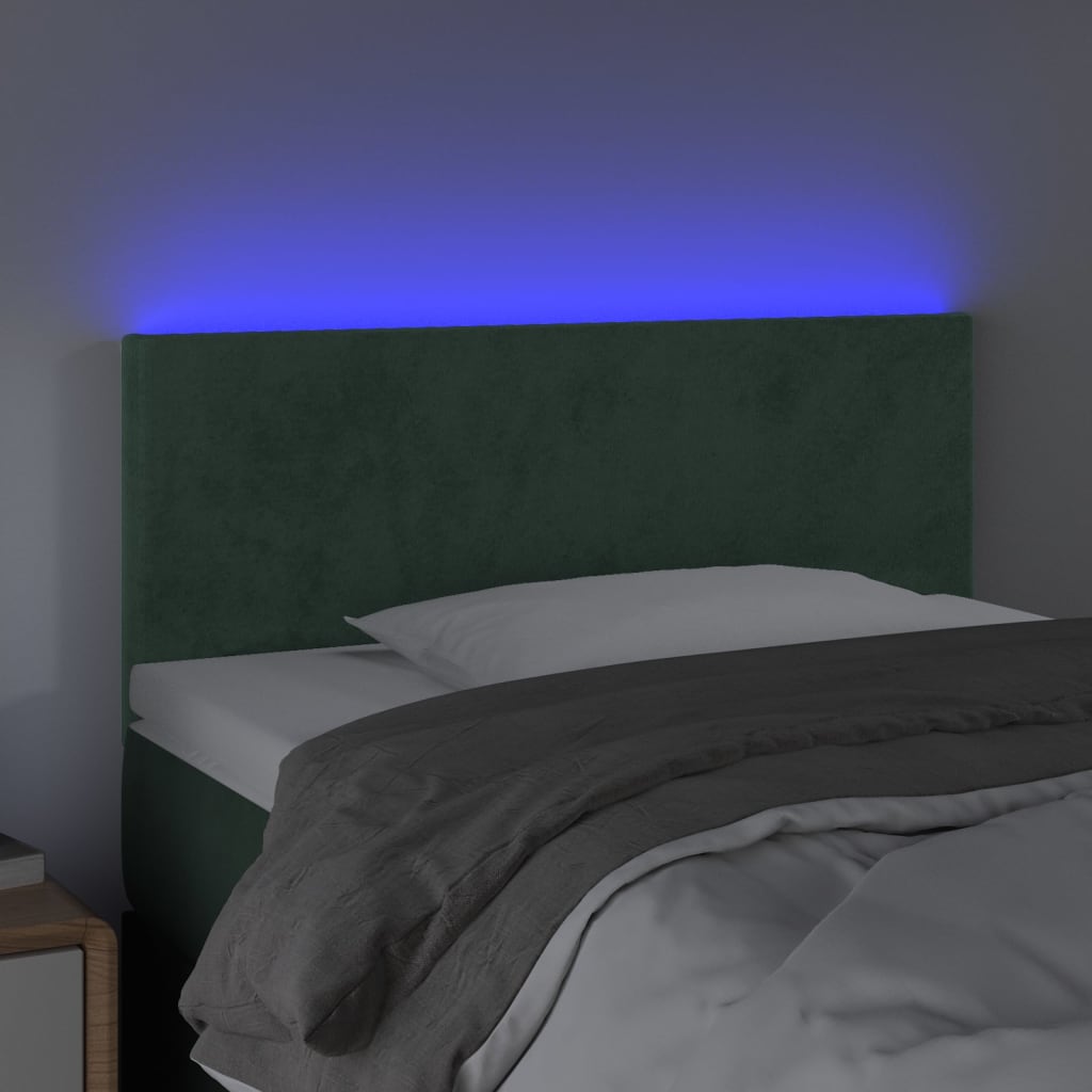 vidaXL Tăblie de pat cu LED, verde închis, 80x5x78/88 cm, catifea vidaXL Tăblie de pat cu LED, verde închis, 80x5x78/88 cm, catifea