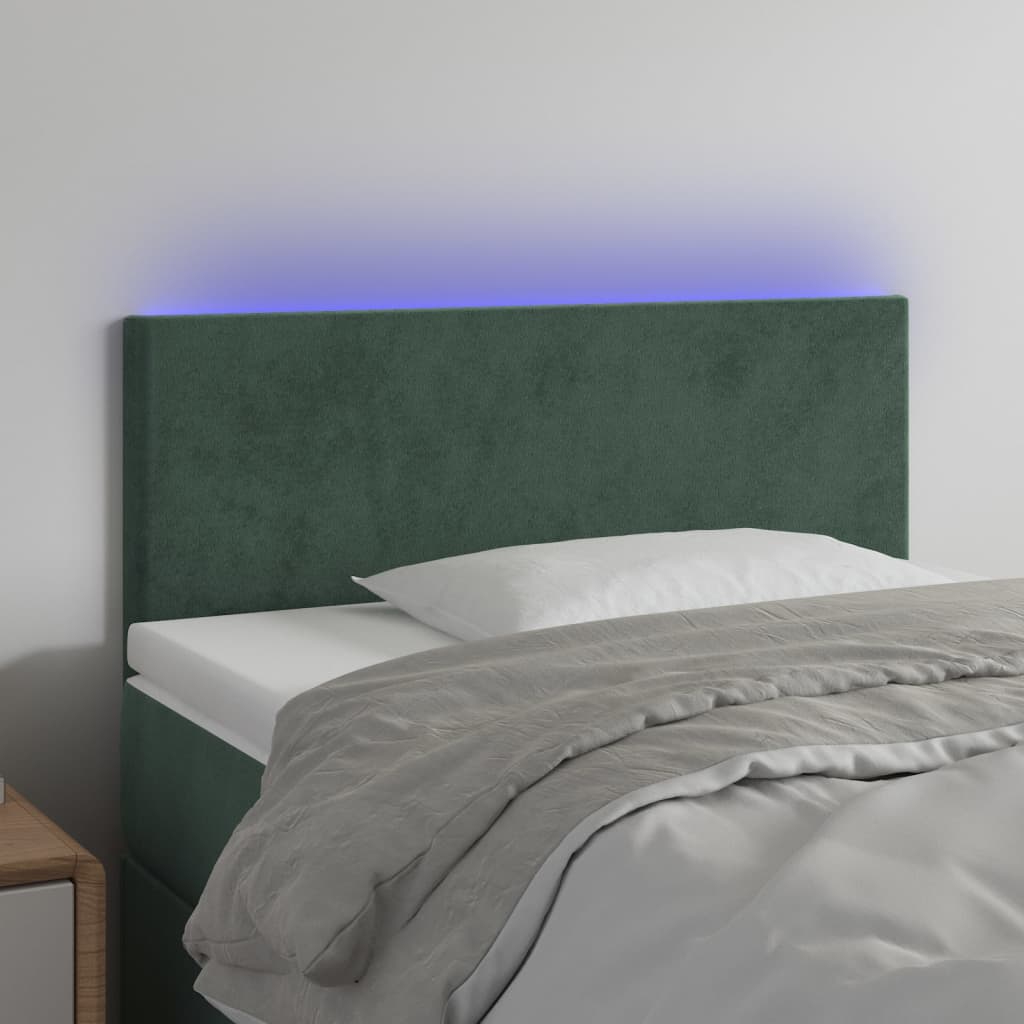 vidaXL Tăblie de pat cu LED, verde închis, 80x5x78/88 cm, catifea vidaXL Tăblie de pat cu LED, verde închis, 80x5x78/88 cm, catifea
