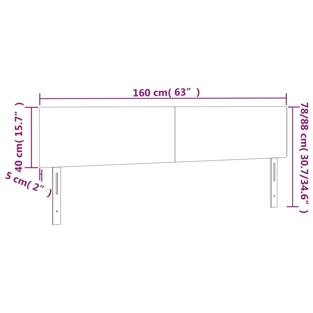 vidaXL Tăblie de pat cu LED, albastru închis, 160x5x78/88 cm, catifea
