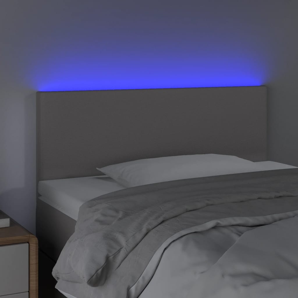 vidaXL Tăblie de pat cu LED, gri, 90x5x78/88 cm, piele ecologică vidaXL Tăblie de pat cu LED, gri, 90x5x78/88 cm, piele ecologică