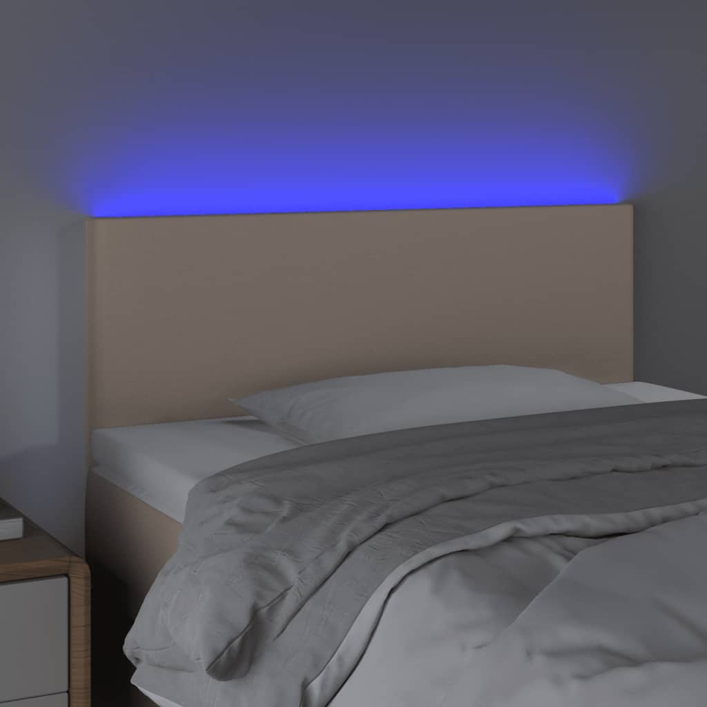 vidaXL Tăblie de pat cu LED, cappuccino, 90x5x78/88cm, piele ecologică