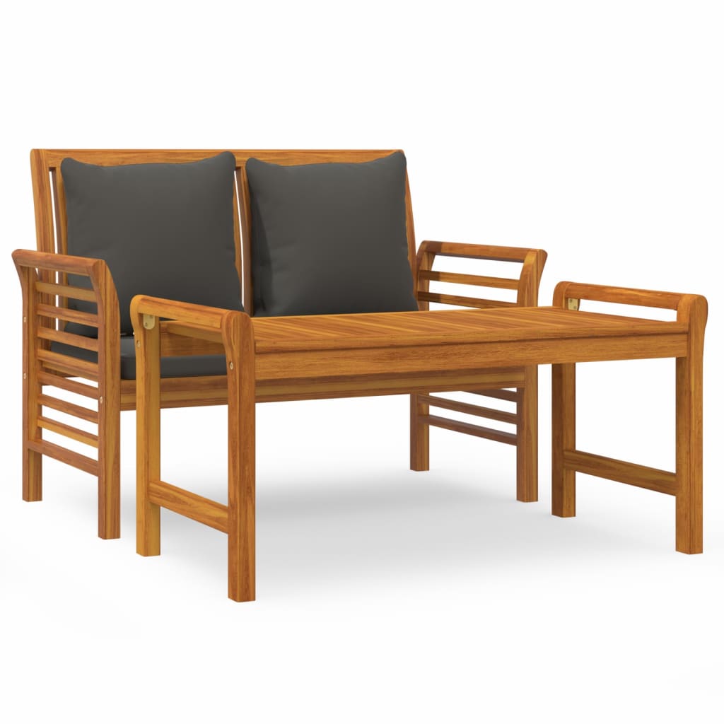 vidaXL Set mobilier grădină cu perne gri închis, 2 piese, lemn masiv
