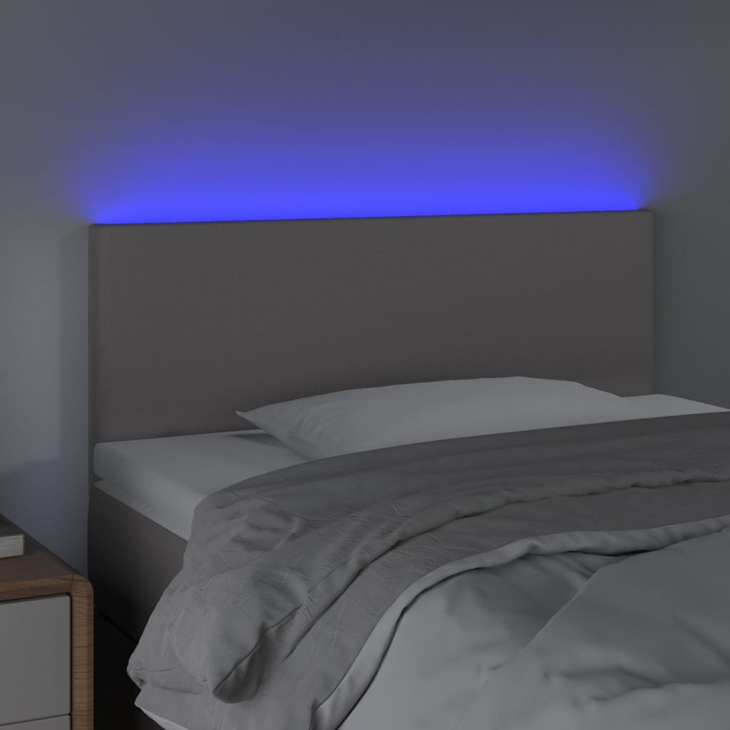 vidaXL Tăblie de pat cu LED, gri, 100x5x78/88 cm, piele ecologică vidaXL Tăblie de pat cu LED, gri, 100x5x78/88 cm, piele ecologică