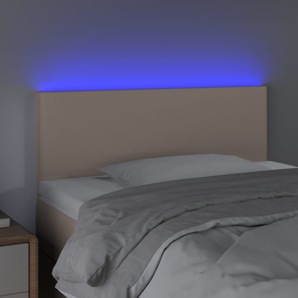 vidaXL Tăblie de pat cu LED cappuccino 100x5x78/88 cm piele ecologică vidaXL Tăblie de pat cu LED cappuccino 100x5x78/88 cm piele ecologică