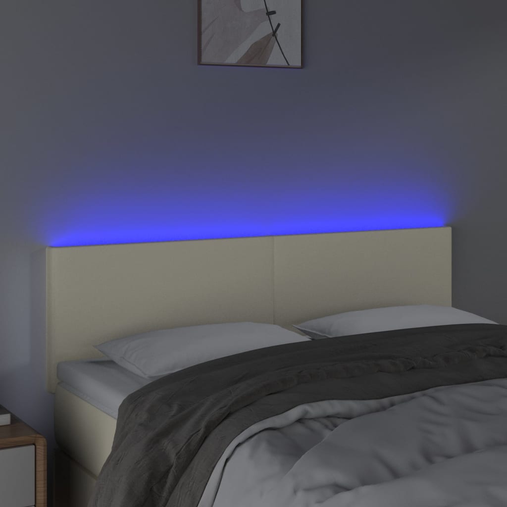 vidaXL Tăblie de pat cu LED, crem, 144x5x78/88 cm, piele ecologică vidaXL Tăblie de pat cu LED, crem, 144x5x78/88 cm, piele ecologică