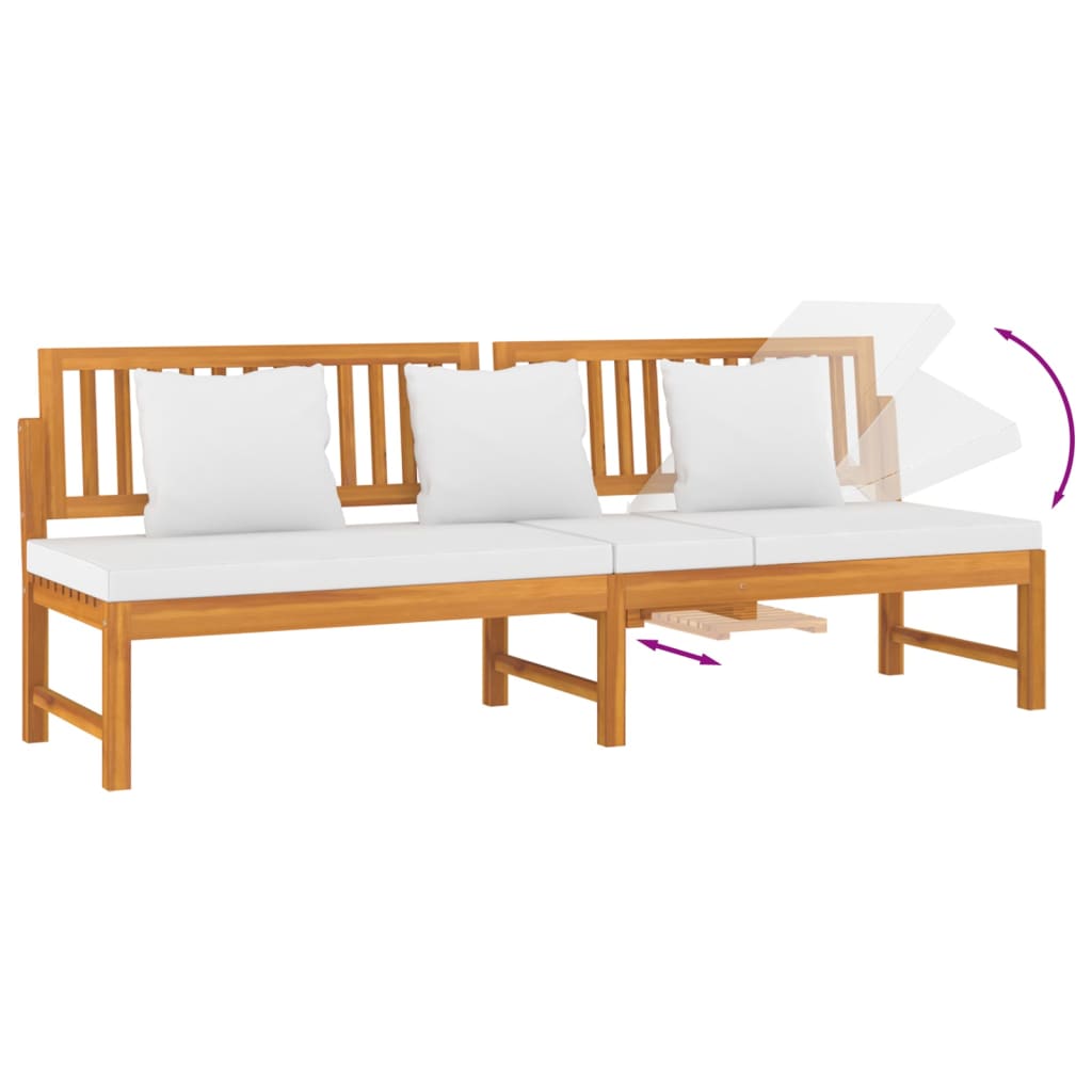 vidaxL Pat de zi cu perne crem, 200x60x75 cm, lemn masiv de acacia vidaxL Pat de zi cu perne crem, 200x60x75 cm, lemn masiv de acacia