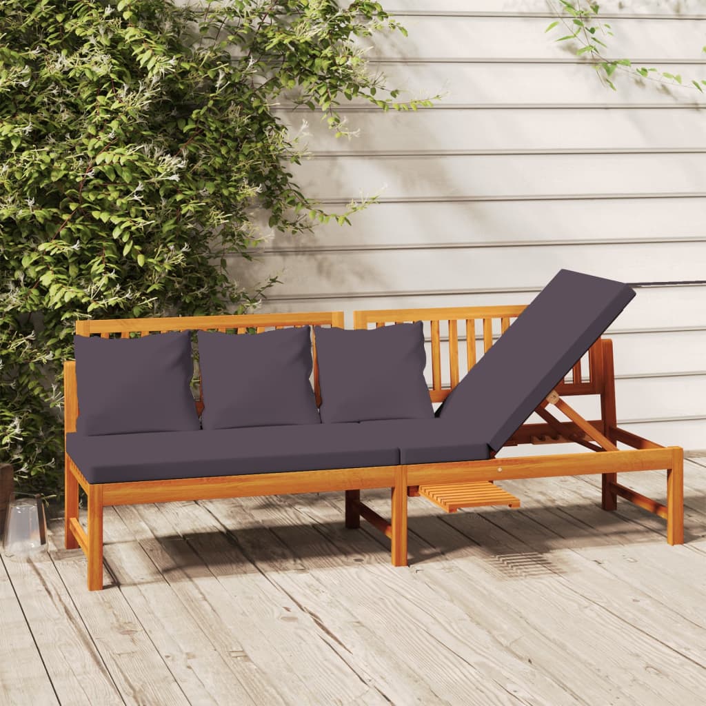 vidaxL Pat de zi cu perne gri, 200x60x75 cm, lemn masiv de acacia vidaxL Pat de zi cu perne gri, 200x60x75 cm, lemn masiv de acacia