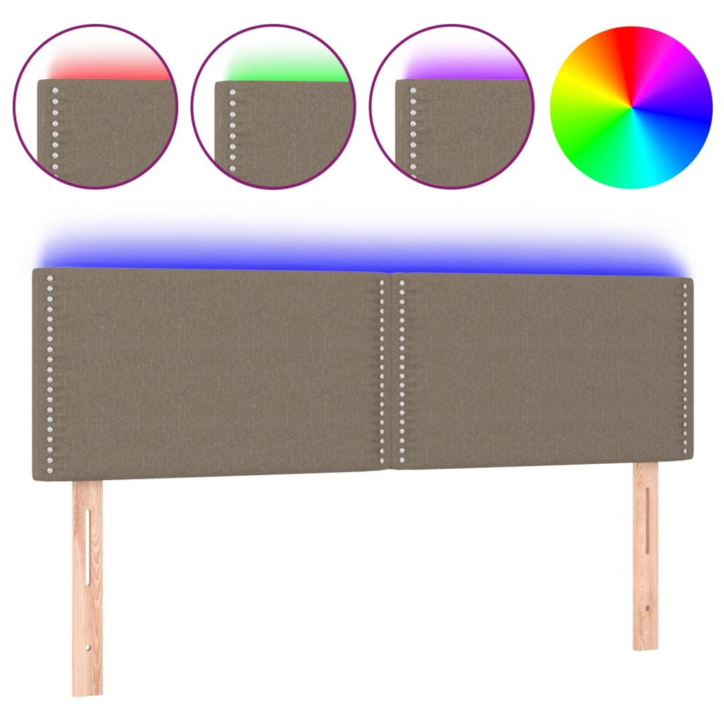 vidaXL Tăblie de pat cu LED, gri taupe, 144x5x78/88 cm, textil vidaXL Tăblie de pat cu LED, gri taupe, 144x5x78/88 cm, textil