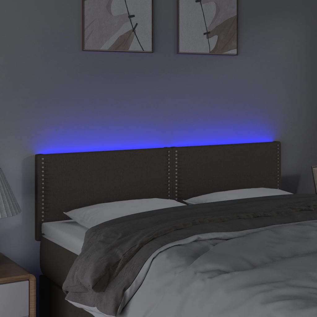 vidaXL Tăblie de pat cu LED, gri taupe, 144x5x78/88 cm, textil vidaXL Tăblie de pat cu LED, gri taupe, 144x5x78/88 cm, textil