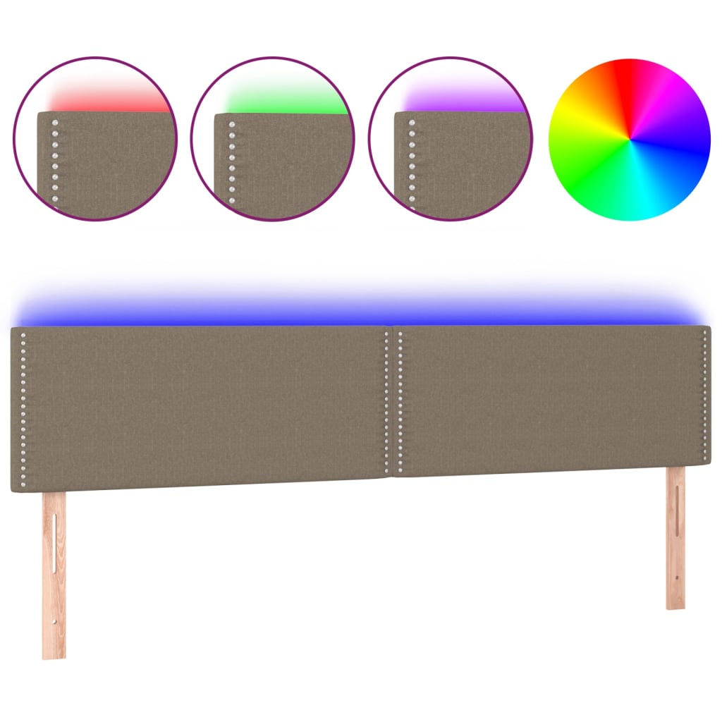 vidaXL Tăblie de pat cu LED, gri taupe, 180x5x78/88 cm, textil vidaXL Tăblie de pat cu LED, gri taupe, 180x5x78/88 cm, textil